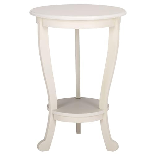 SAFAVIEH Furniture - Mary Pedestal Table - Ivory - Solid Wood - Farmhouse Pedestal Design - Ideal for Living Room, Entryway, Home Office, 18.1" W x 18.1" D x 26" H (AMH5711J) - color: Ivory