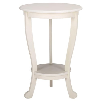 SAFAVIEH Furniture - Mary Pedestal Table - Ivory - Solid Wood - Farmhouse Pedestal Design - Ideal for Living Room, Entryway, Home Office, 18.1" W x 18.1" D x 26" H (AMH5711J) - color: Ivory