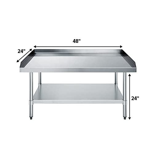 Stainless Steel Equipment Grill Stand with Adjustable Undershelf | Heavy Duty 18-Gauge Top | NSF Certified for Commercial Kitchen & Utility Use (24" x 48") - size: 48"x24"