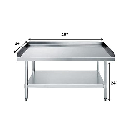 Stainless Steel Equipment Grill Stand with Adjustable Undershelf | Heavy Duty 18-Gauge Top | NSF Certified for Commercial Kitchen & Utility Use (24" x 48") - size: 48"x24"