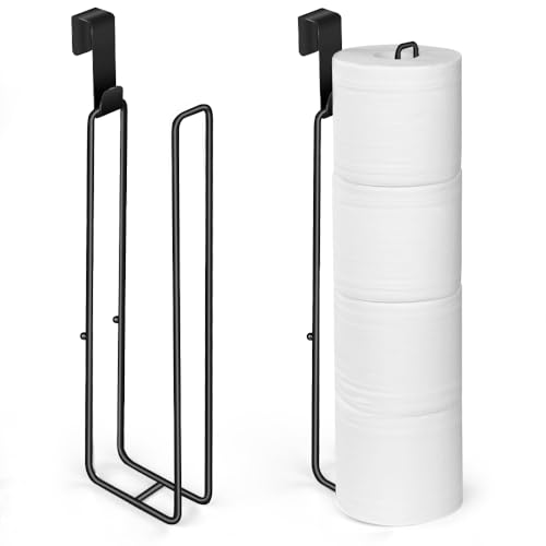 Black Over The Tank Toilet Paper Holder for 4 Roll Tissue,Bathroom Toilet Paper Roll Storage Holder Wall Mount Brushed Nickel,Metal Hanging Toilet Paper Holder Dispenser,Organizer 2pcs - color: K:hold 4 Rolls Tissue(2pcs,black)