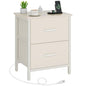 Vagusicc Nightstand with Charging Station, Bedside Table with USB Ports and Outlet, End Table Side Table with 2 Fabric Drawers for Bedroom, Living Room, Beige - color: Beige (1 Pack)
