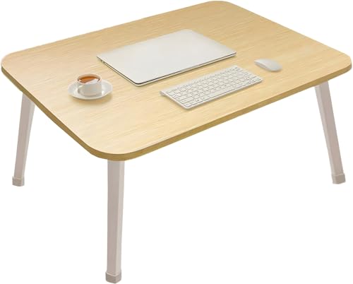 Foldable Laptop Desk for Bed, Bed Laptop Table, Foldable Portable Lap Bed Tray, 23.6 Inch Floor Table for Drawing, Reading and Writing, Oak - color: White Oak
