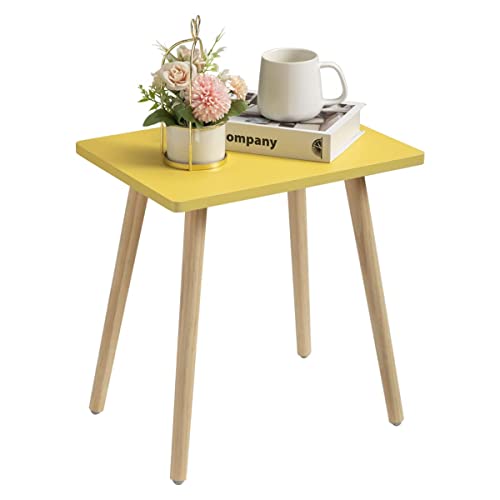 FORAOFUR Side Table, Small End Table Accent Living Room Bedroom Balcony Office, Modern Bedside Home Decor, Easy Assembly, (Yellow, 15.75D x 11.8W 16.54H in) | Yellow wood, modern rectangular, fits living/bedroom/balcony, compact, versatile, sturdy nightst