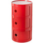 3 Tier Round Nightstand with Drawer, Red Round Side Table Small Plastic Storage End Table for Bedroom, Living Room, Bathroom - color: Red