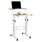 Mind Reader Standing Desk, Adjustable Height Laptop Workstation, Portable Rolling Desk on Wheels, Two-Tier Metal Frame, White - color: White