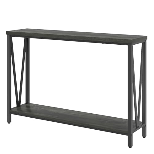 EXCEFUR Entryway Table, Rustic Wood Sofa Console Table with Storage, Modern Hallway Table for Living Room, Grey - color: Grey