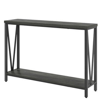 EXCEFUR Entryway Table, Rustic Wood Sofa Console Table with Storage, Modern Hallway Table for Living Room, Grey - color: Grey
