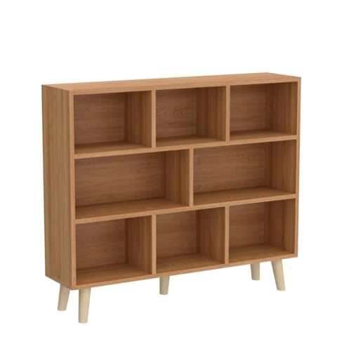 IOTXY Wooden Open Shelf Bookcase - 3-Tier Bookshelf with Legs, Pear Yellow | Nordic Minimalist Style, MDF Material, Raised Solid Wood Legs, 8 Storage Cubes Display, Floor-Standing Cabinet Organizer - color: Pear Yellow, size: 100CM Legs