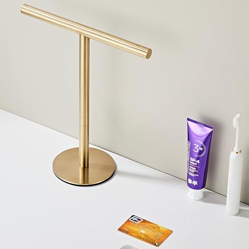 Bathroom Hand Towel Holder Stand，T-Shape Hand Towel Holder Stand SUS304 Stainless Steel for Bathroom，Kitchen or Vanity Countertop - color: Gold
