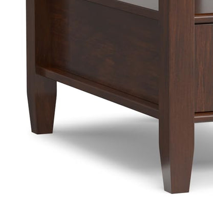 SIMPLIHOME Warm Shaker End Table - 14 inch Wide Solid Wood Narrow Accent Table in Russet Brown, Transitional Side Table for Living Room with Drawer and Shelf - color: Russet Brown, size: 14 inch, style: End Table