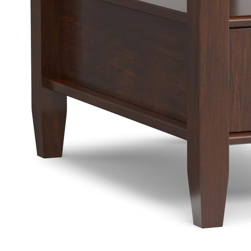 SIMPLIHOME Warm Shaker End Table - 14 inch Wide Solid Wood Narrow Accent Table in Russet Brown, Transitional Side Table for Living Room with Drawer and Shelf - color: Russet Brown, size: 14 inch, style: End Table