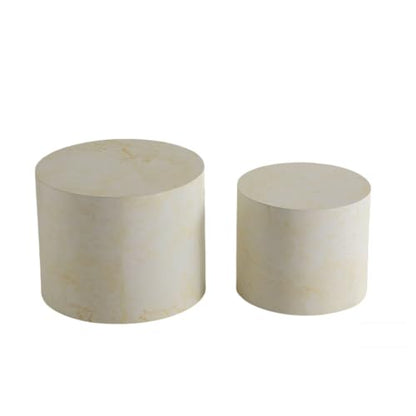 Nesting Coffee Table Set of 2, Modern Round Wooden Coffee Tables, Accent End Side Table for Small Space Living Room,Beige - color: Beige