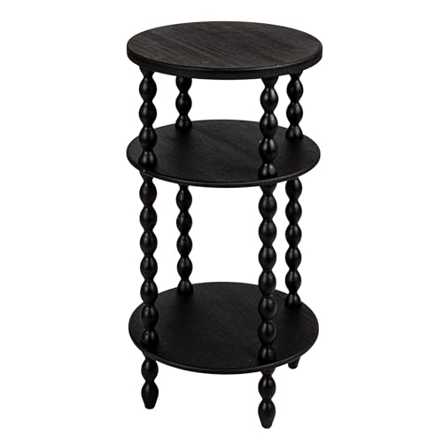 Creative Co-Op Bobbin Leg Round Wood Accent Table, Black - color: Black, size: 15.75"L x 15.75"W x 29.5"H