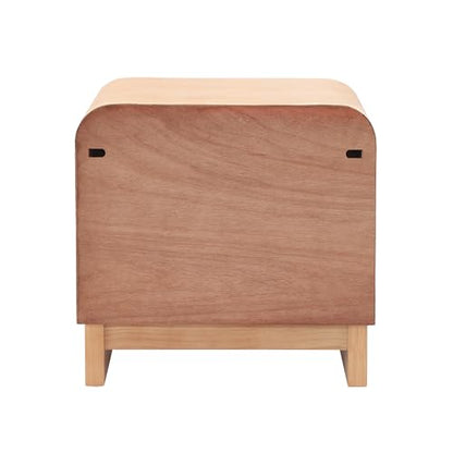 Christopher Knight Home Louisa Modern Nightstand with Open Shelf & Drawer, Wooden Small Night Stand, Bedside Table/End Table for Bedroom/Living Room, Storage Cabinet with Curved Design, Natural