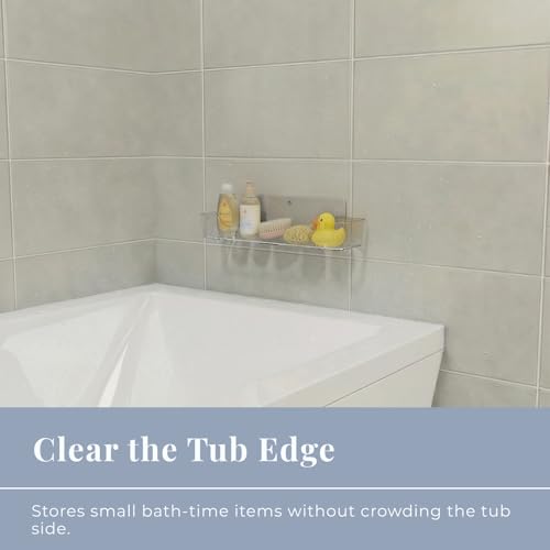 Acrylic Shower Shelf – Adhesive, No-Drill Bathroom Wall Shelf, Clear 12.2" x 3.54" x 1.77" Slim Organizer with Fast Drainage for Shower & Sink Toiletries - size: Medium