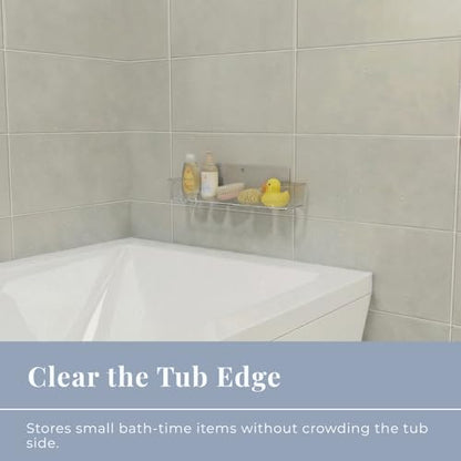 Acrylic Shower Shelf – Adhesive, No-Drill Bathroom Wall Shelf, Clear 12.2" x 3.54" x 1.77" Slim Organizer with Fast Drainage for Shower & Sink Toiletries - size: Medium