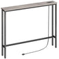 ELYKEN 39.4'' Narrow Console Table with Outlet, Sofa Table Behind Couch | Skinny Entryway Tables with Charging Station for Living Room, Hallway, 5.9 x 39.4 x 29.5in, Gray - color: Grey, size: 5.9"DX39.4"WX29.5"H