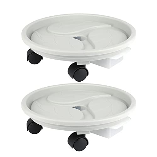 10 Inch Plant Caddy with Wheels & Water Container, 10.4" Round Plant Tray with Water Drawer, Rolling Planter Stand, for Indoor Outdoor, Bearing 110 Lbs, 2 Pack - size: 10 Inch