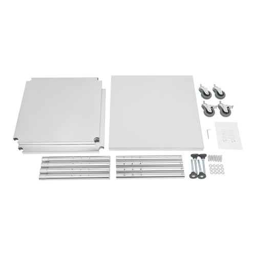24"x24"x35" 3-Tier Industrial Work Table, Heavy Duty Stainless Steel Workstation with Adjustable Shelves, 470 lbs Top Load, 4 Swivel Casters and Leveling Feet for Restaurant or Home Use - size: 24x24x35 Inches