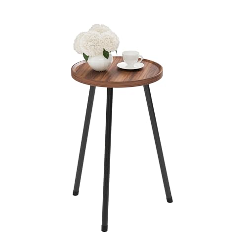 Small Couch Side Table, Drink Table, Mini Round End Table, Coffee Table, Snack Table for Small Spaces, Living Room, Bedroom, Sofa LET520DR - color: Rustic Brown, size: 11.8 X 11.8 X 20.8 Inches