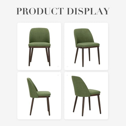 COLAMY Upholstered Dining Chairs Set of 2, Modern Kitchen Chairs with Back, Leather Side Dining Room Chairs with Wood Legs for Kitchen Dining Room Restaurant,Green - color: Green, size: Set of 2