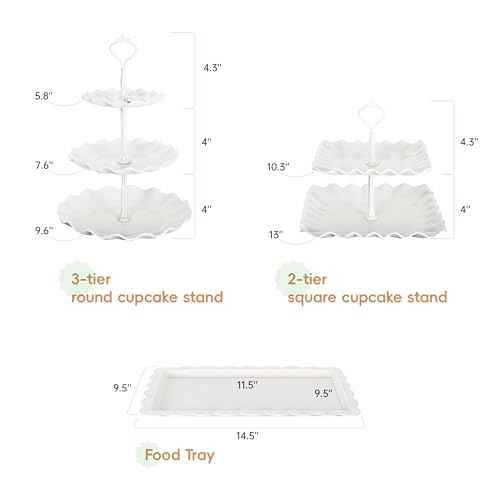 Biodegradable Cupcake Stand Holder, Dessert Table Display Set, Treat Table Candy Cake Desert Tiered Tray, 3 Tier Serving Trays for Tea Party, Wedding Baby Shower Bridal Shower Decorations（10 PCS ）