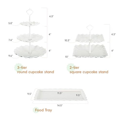 Biodegradable Cupcake Stand Holder, Dessert Table Display Set, Treat Table Candy Cake Desert Tiered Tray, 3 Tier Serving Trays for Tea Party, Wedding Baby Shower Bridal Shower Decorations（10 PCS ）