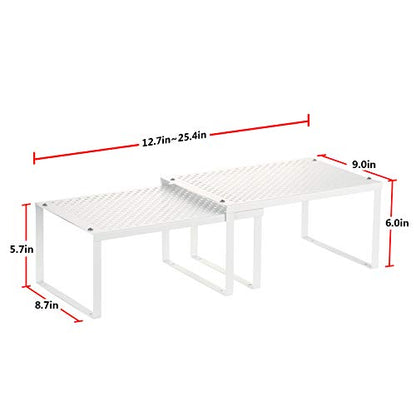 NEX Kitchen Cabinet and Counter Pantry Shelf Organizer, Expandable & Stackable, White - color: White