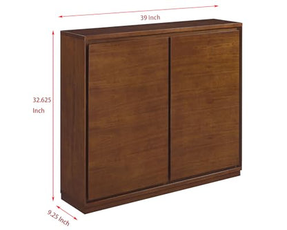 Mid Century Modern Narrow Sideboard Buffet Cabinet,Walnut Entryway Storage Cabinet,Modular Storage Cabinets,Slim Wooden Credenza for Small Spaces (3 Pieces,117" L*9.25" D) - color: Brown Walnut-3 Pieces