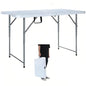 Lakhow Folding Table 4 Foot Portable Heavy Duty Plastic Fold-in-Half Utility Table with Carrying Handle,Indoor Outdoor Small Adjustable Height Folding,Camping and Party,White - color: 48 Inches White