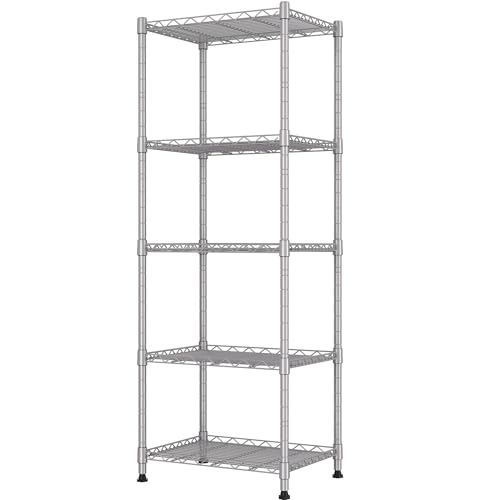 REGILLER 5-Wire Shelving Metal Storage Rack Adjustable Shelves,Standing Storage Shelf Units for Laundry Bathroom Kitchen Pantry Closet(Silver,11.8" D x 16.6" W x 53.5" H) - color: Silver, size: 5tier 11.8"D x 16.6"W x 53.5"H
