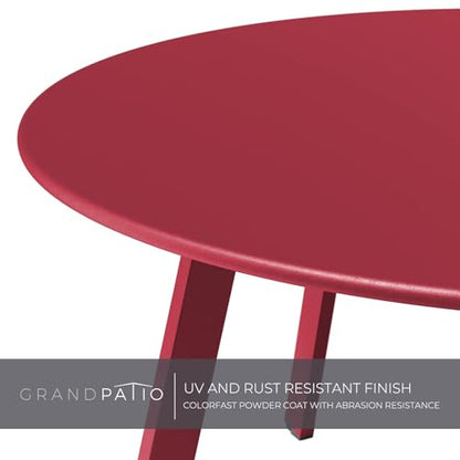 Grand patio Round Steel Patio Coffee Table Weather Resistant Nesting Tables Including One Large Side Table and One Small End Table, (Red, 2PC) - color: Red, style: 2 PC