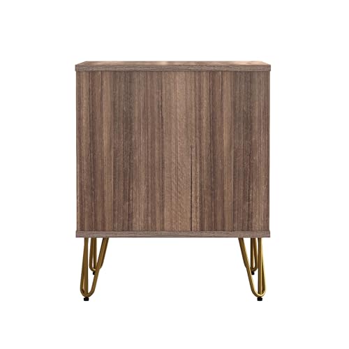 Manhattan Comfort Avira 20 Inch Nightstand with Drawer and Shelf, Mid Century Modern Bedroom Stand with Storage, Compact Side End Table with Metal Legs, Brown - color: Brown