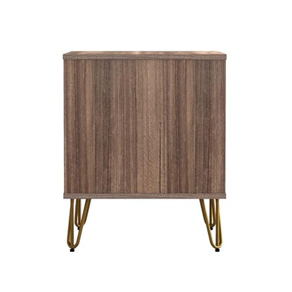 Manhattan Comfort Avira 20 Inch Nightstand with Drawer and Shelf, Mid Century Modern Bedroom Stand with Storage, Compact Side End Table with Metal Legs, Brown - color: Brown