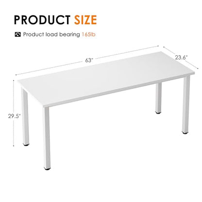 Need 63 Inch Large Computer Desk, Ample Legroom, Metal Frame, Off White | Home Office Desk, Basic Sturdy Writing Table, Adjustable Feet, Water-Resistant, Dorms & Bedrooms, Easy Assembly, Game & Study - color: Off White, size: 63 inches