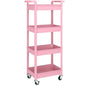 MIOCASA Utility Rolling Cart with Detachable Tray Top, 4-Tier Kitchen Storage Organization, Art Cart with Wheels for Office, Classroom, Livingroom, Kitchen, Bathroom (Pink, 4-Tier-Plastic) - size: 4-Tier, style: Pink
