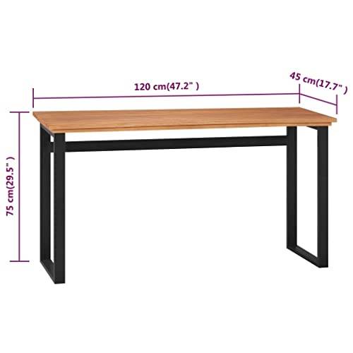 Solid Teak Wood Computer Desk Writing Desk Console Table Natural Brown Rectangular Rustic Design for Home Office Living Room Bedroom Compact Space 47.2" L x 17.7" W - size: 17.7 x 47.2 x 29.5 in (W x L x H)