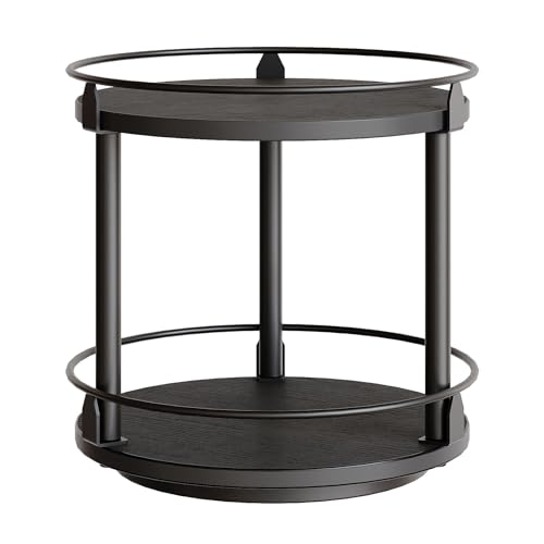 Lazy Susan Organizer, Rotating Spice Rack, 2 Tier Spice Turntable Organizer, Industrial Turntable Spice Holder, for Kitchen Countertop and Cabinet, Compact and Versatile, Black SR22BK - color: Black, size: 10.2"L x 10.2"W x 11"H