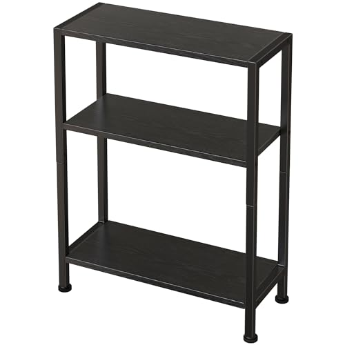 3-Tier Side Table, Small EndTable, Sofa SideTable for Narrow Spaces, Slim EndTable, NightstandTable, Skinny Bedside Table, for Living Room, Bedroom, Office, Black - color: Black