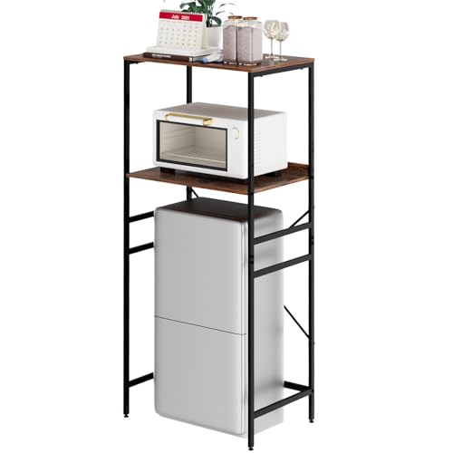 Mini Fridge Shelf Mini Fridge and Microwave Stand Over Mini Fridge Storage Rack Height Adjustable Microwave and Fridge Stand Suitable for Dorm, Kitchens, Offices, Brown - color: Brown