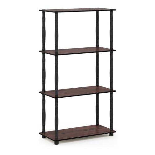 Furinno Turn-N-Tube 4-Tier Multipurpose Shelf Display Rack, Classic Tubes, Dark Cherry/Black - color: Dark Cherry/Black, size: 4-Tier Classic Tube