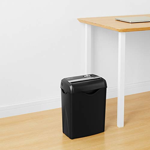 Amazon Basics 6-Sheet Cross-Cut Paper and Credit Card Shredder with 3.8 Gallon Bin, Shreds Staples, Black - color: Black, size: 6 Sheet
