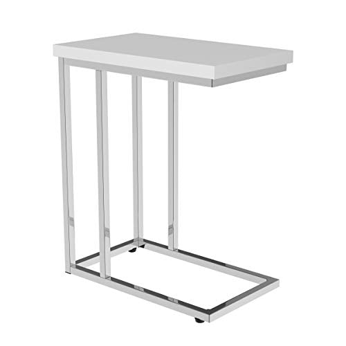 Lavish Home C-Shaped Sofa Side Table - Modern End Table, Laptop Tray, or Compact Bedside Nightstand - Space Saving Furniture by Lavish Home (White) - style: Single End Table