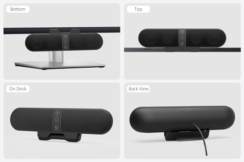 Computer Speakers for Desktop PC Monitor, USB Plug-in, Wired, Computer Soundbar for PC, Laptop Speakers with Adaptive-Channel-Switching, Loud Sound, Deep Bass, USB C Adapter, Easy to Clip on Monitor