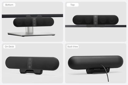 Computer Speakers for Desktop PC Monitor, USB Plug-in, Wired, Computer Soundbar for PC, Laptop Speakers with Adaptive-Channel-Switching, Loud Sound, Deep Bass, USB C Adapter, Easy to Clip on Monitor