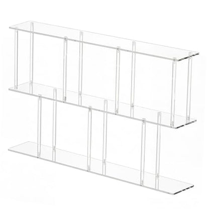 3-Tiers Acrylic Low Bookshelf 11.8''D X 47.2''W X 24.6''H Cube Organizer Shelf with Large Storage Clear Long Bookcase Easy Assembly for Office Living Room Bedroom