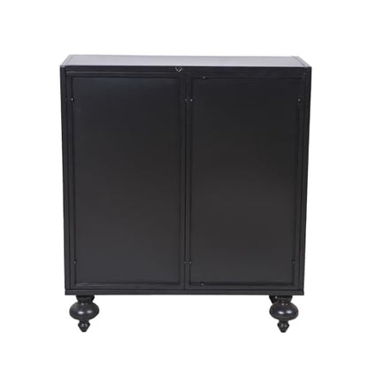 Accent Cabinet with Embossed Pattern, 2-Door Steel Sideboard Buffet Cabinet for Living Room Dining Room Entryway, Storage Cabinet with Shelves