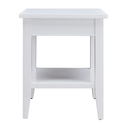 Leick Home Laurent 20 in. Solid Wood End Table with Shelf and Drawer, White, 10507-WT - color: White