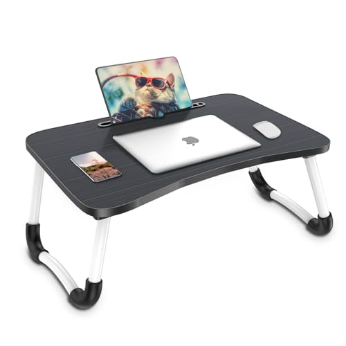 Zapuno Laptop Bed Desk, Foldable Laptop Tray Table with Tablet Slot, Lapdesk Laptop Stand for Bed Portable Standing Table for Bed Couch Floor - color: Blackgold